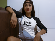 Load image into Gallery viewer, retro plant based 3/4 sleeve raglan t-shirt