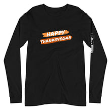 Load image into Gallery viewer, happy thanks vegan long sleeve t-shirt