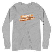 Load image into Gallery viewer, happy thanks vegan long sleeve t-shirt