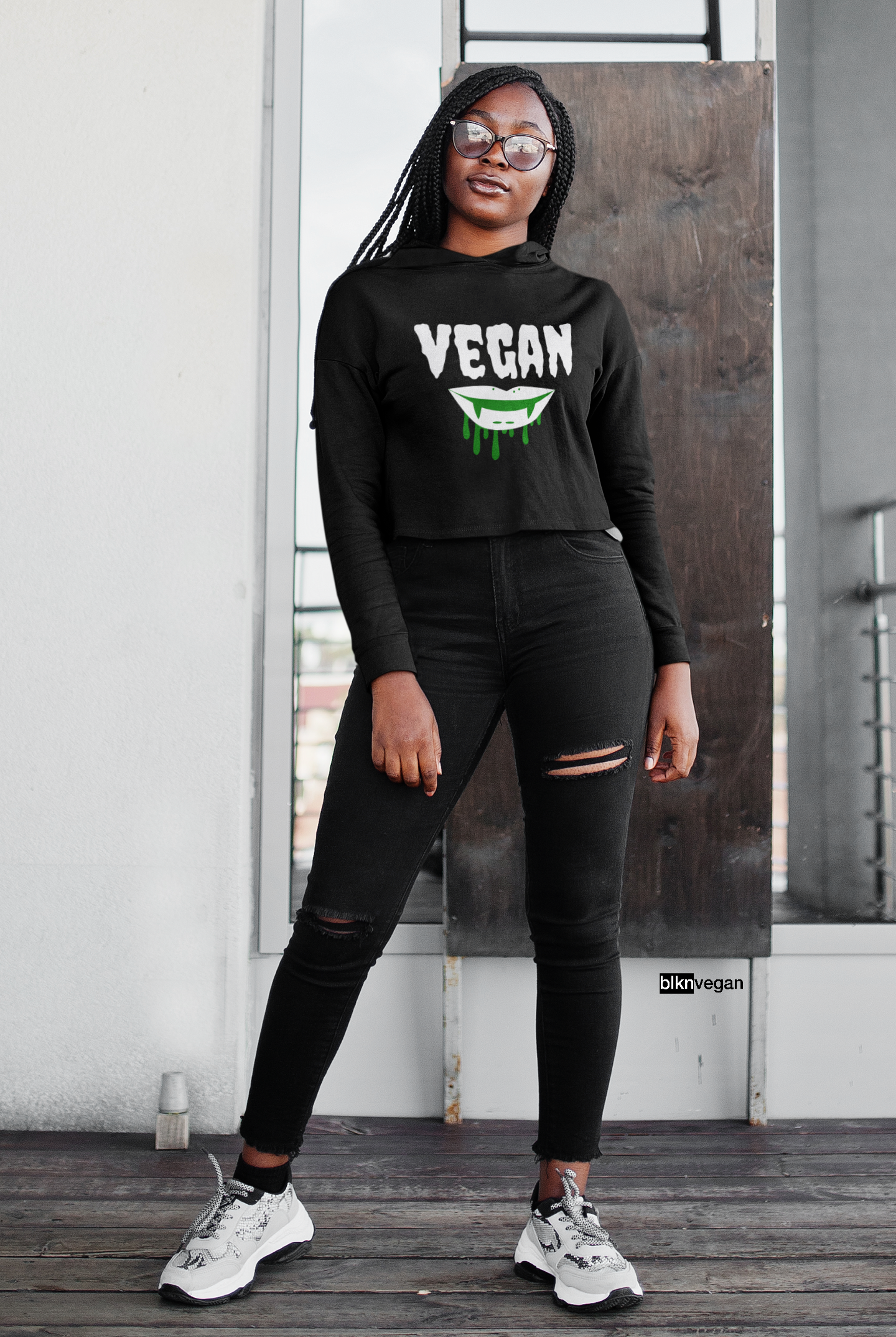 vegan treats crop hoodie