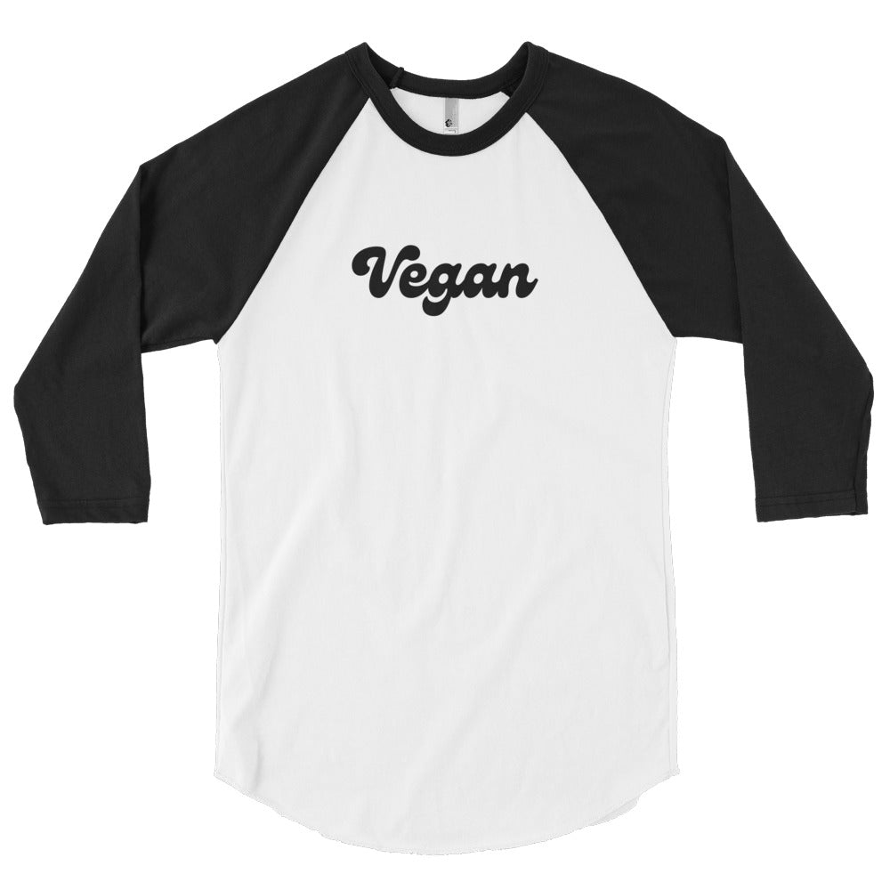 retro vegan 3/4 sleeve raglan shirt