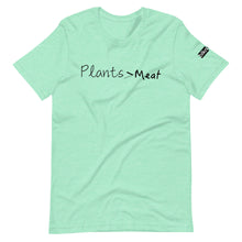 Load image into Gallery viewer, plants greater than meat t-shirt
