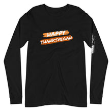 Load image into Gallery viewer, happy thanks vegan long sleeve t-shirt
